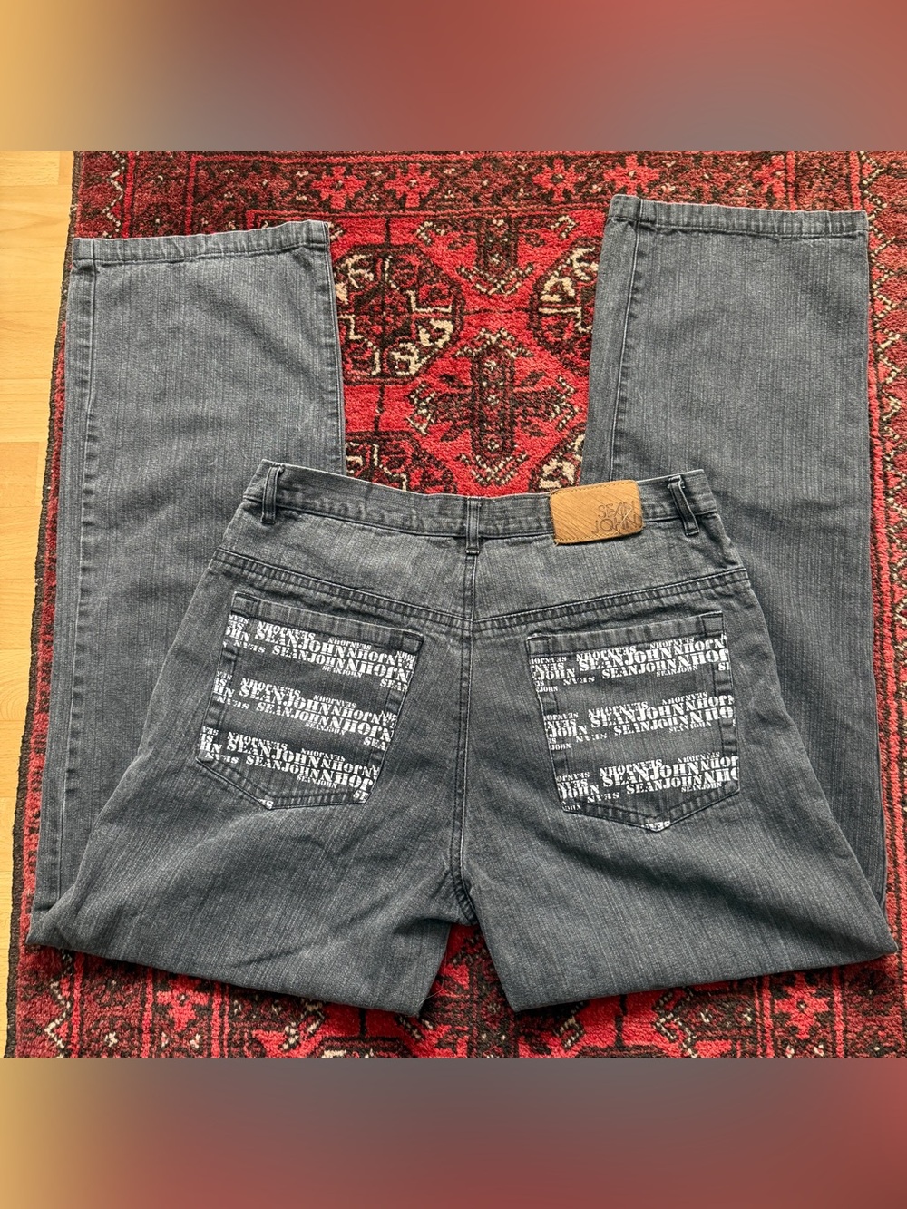 Y2K Sean John Embroidered AOP Jeans Mens Size 32x32